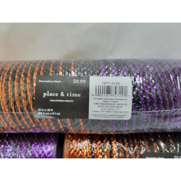 Lot of 3 Place & Time Halloween Fall Black Orange Purple Decorative Mesh Ribbon - Picture 2 of 3